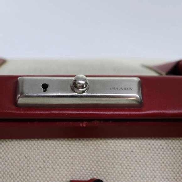 PRADA Hand Bag Canvas Beige Auth 71304 - Picture 12 of 16